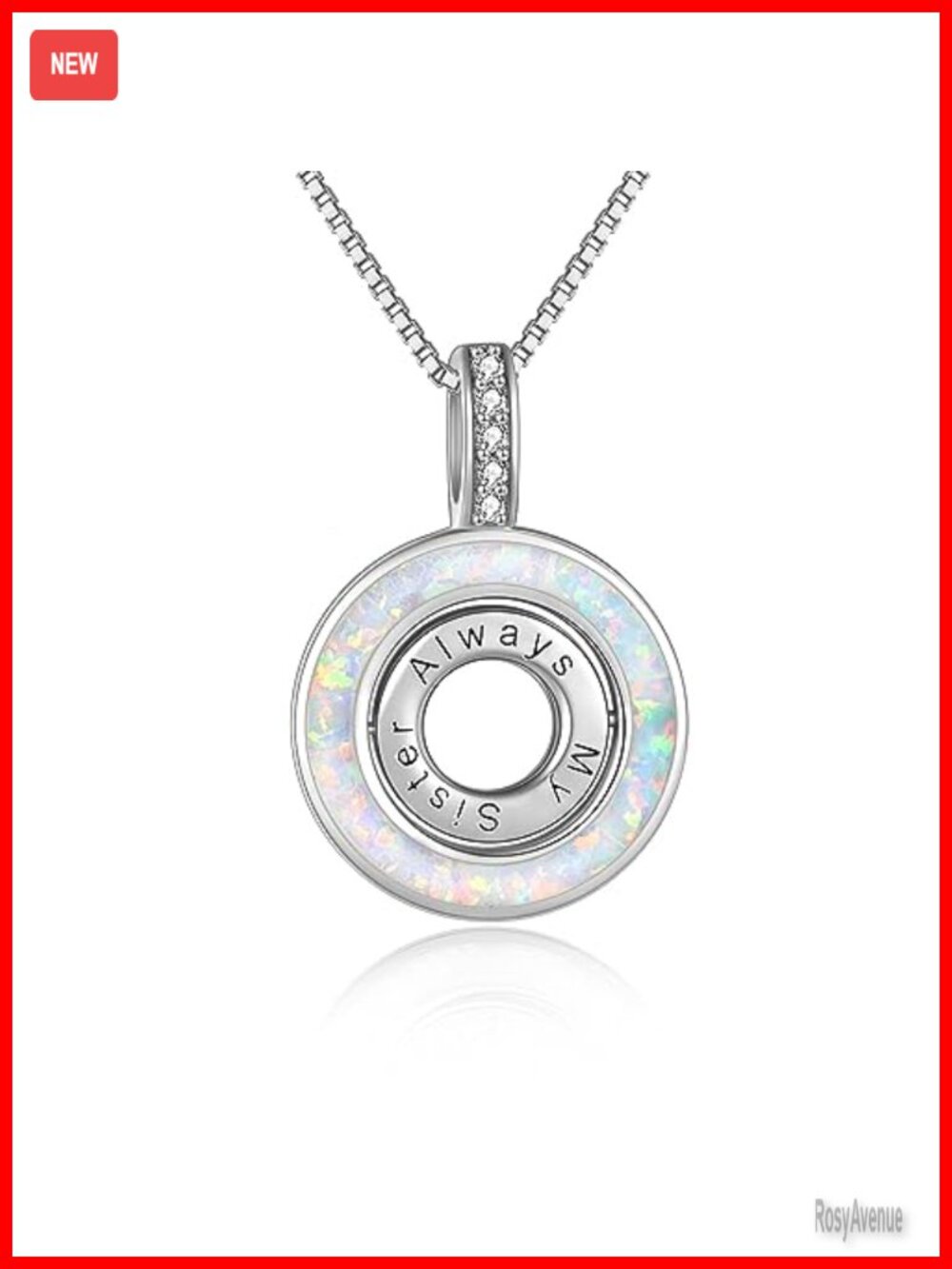 Sterling Silver Opal Sister Necklace Pendant Jewelry Gift for Sister